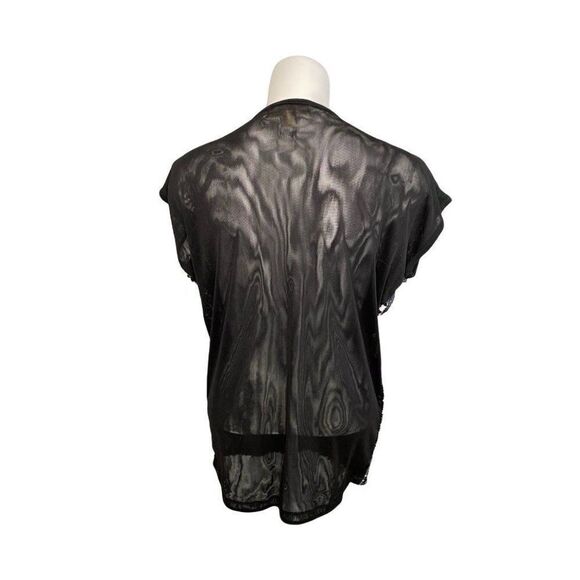 Michael Kors MK Black Sequin Cap Sleeve Top Small - Picture 2 of 6